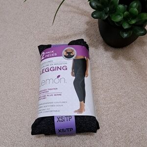 New! Lemon Fleece Lined Leggings 2 Pack Women's Size XS Grey Black Seamless